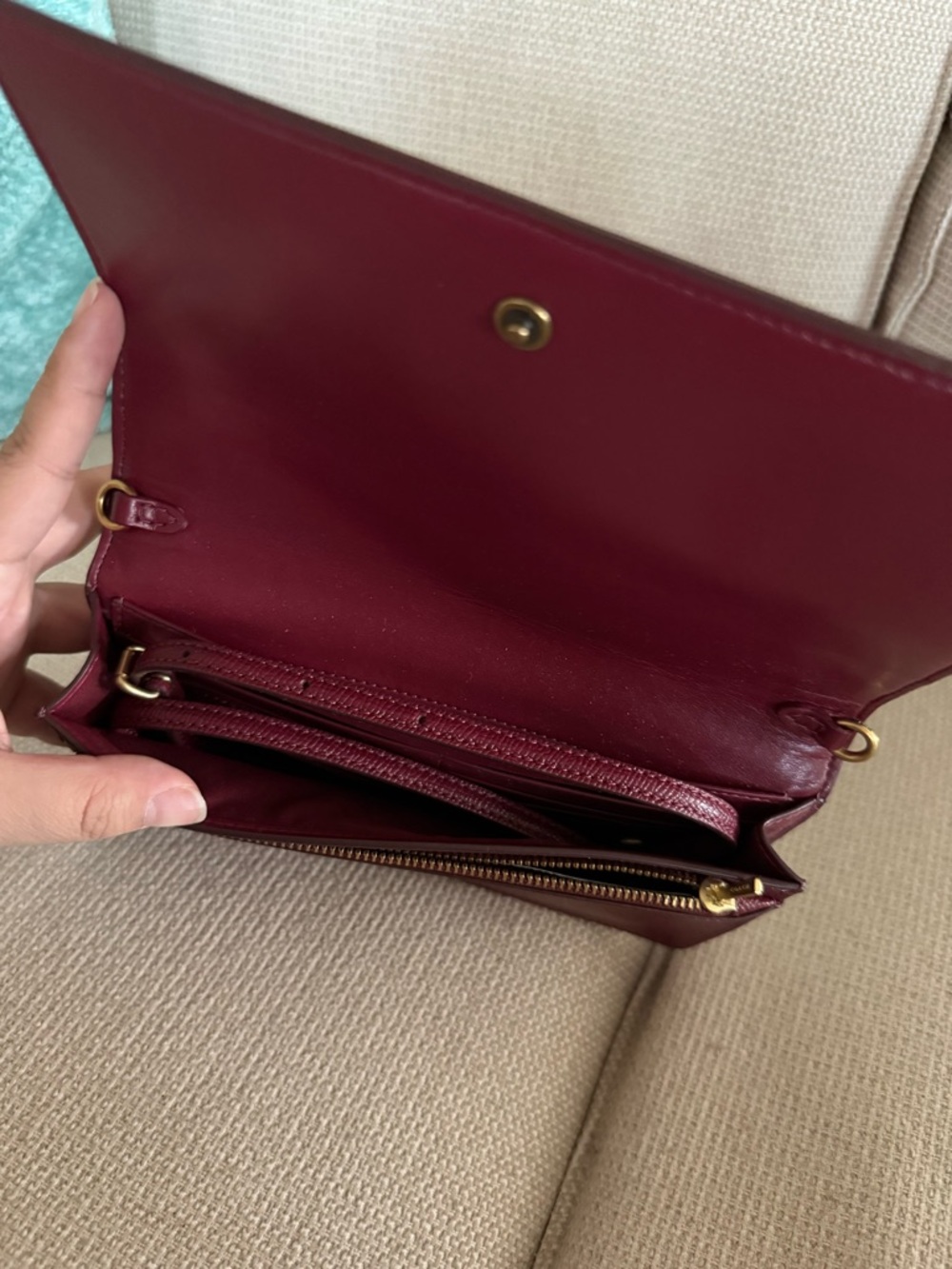 Coach Hayden Pebbled Leather Crossbody Wallet - Deep Red - Picture 5 of 8
